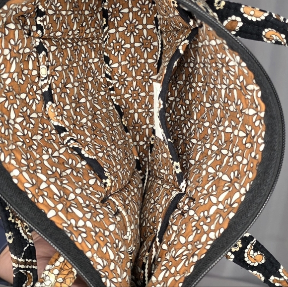 Vera Bradley Quilted Tote Bag | Black Brown Paisley | Zip Top Shoulder Purse | - Picture 6 of 6
